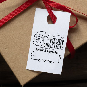 Santa Claus Merry Christmas, Couple Tag Rubber Stamp