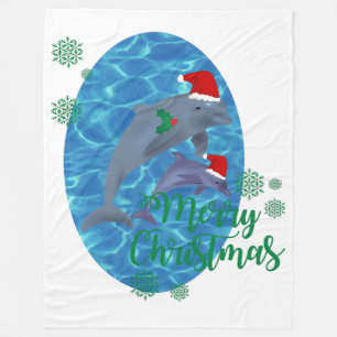 santa claus merry christmas dolphins blanket