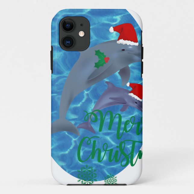 santa claus merry christmas dolphins Case-Mate iPhone case (Back)