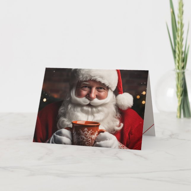 Santa Claus Merry Christmas Family Four-Page Card (Front)