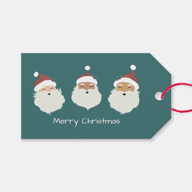 Santa Claus Merry Christmas Gift Tags (Front (Horizontal))