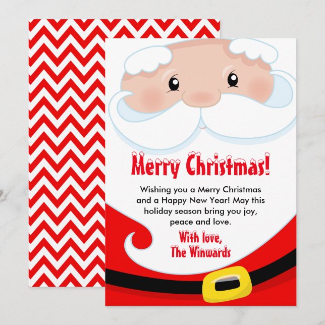 Santa Claus Merry Christmas Holiday Card (Front/Back)