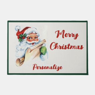 Santa Claus Merry Christmas Holiday Personalise Doormat