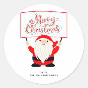 Santa Claus Merry Christmas Minimalist Classic Round Sticker
