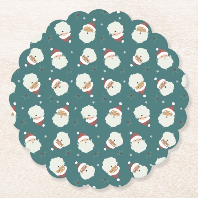 Santa Claus Merry Christmas Paper Coaster (Front)