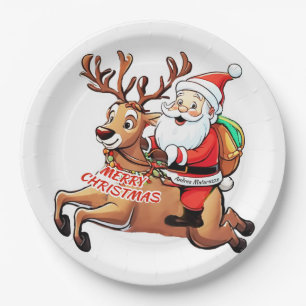 Santa Claus Merry Christmas Paper Plate