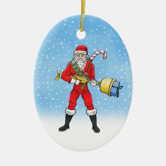 Santa Claus Merry Christmas Part 2 Ceramic Tree Decoration (Front)