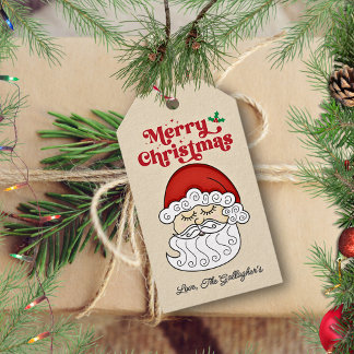 Santa Claus Merry Christmas Retro  Gift Tags