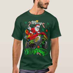 Santa Claus Merry Christmas Riding Monster Truck F T-Shirt