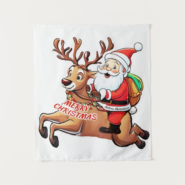 Santa Claus Merry Christmas Tapestry (Front)