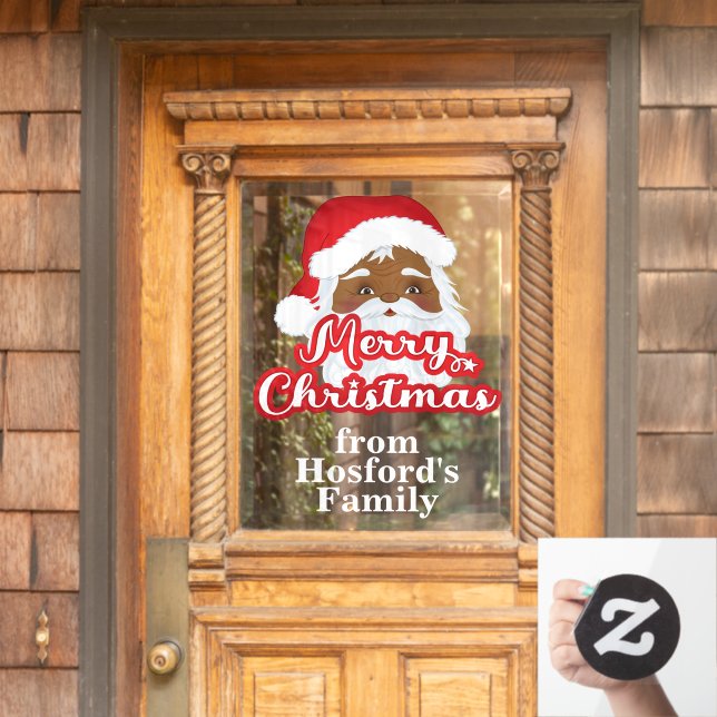 Santa Claus Merry Christmas Window Cling (Home Door)