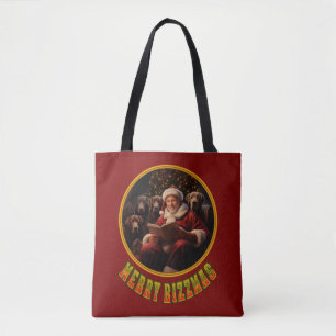 Santa Claus Merry Rizzmas with labrador retriever Tote Bag