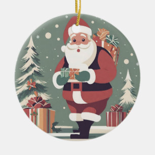 Santa Claus mid century modern christmas Ceramic Tree Decoration