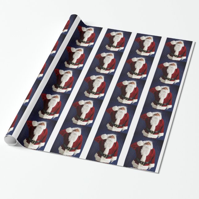 Santa Claus Military Armed Forces Xmas Christmas Wrapping Paper (Unrolled)
