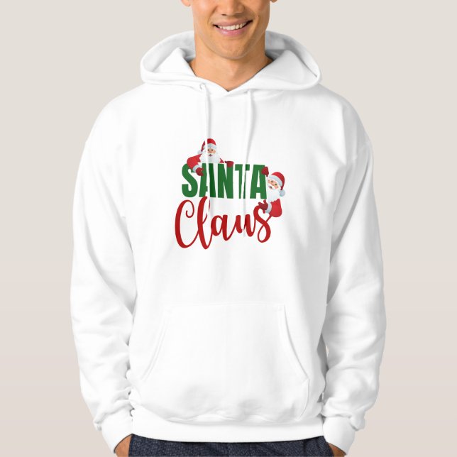 Santa Claus Modern Trendy Stylish Cute Christmas  Hoodie (Front)