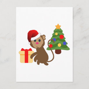 santa claus monkey emoji holiday postcard