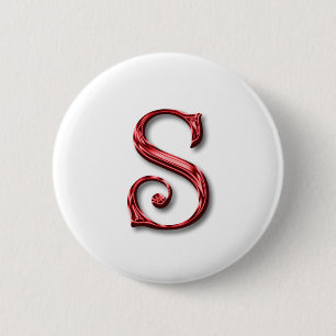 Santa Claus Monogram Letter S Holidays Christmas 6 Cm Round Badge
