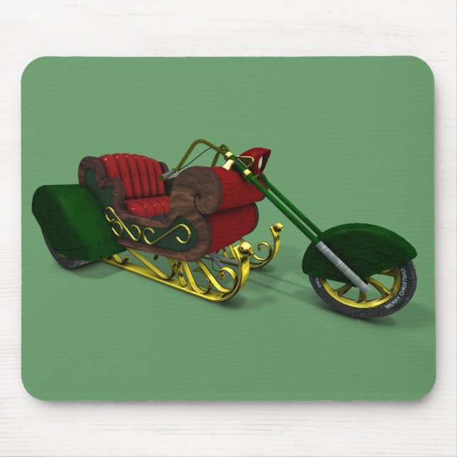 Santa Claus Motor Trike Sledge Mouse Mat (Front)