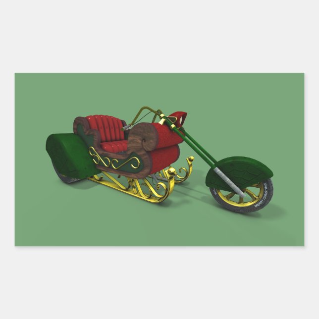 Santa Claus Motor Trike Sledge Rectangular Sticker (Front)