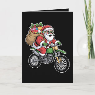 Santa Claus Motorcycle Christmas Xmas Bag Ride Card