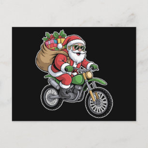 Santa Claus Motorcycle Christmas Xmas Bag Ride Holiday Postcard