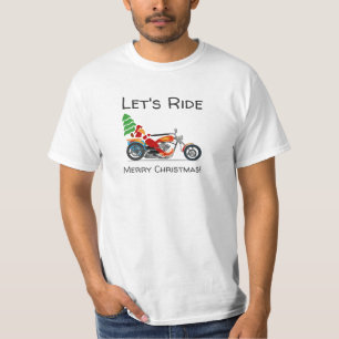 Santa Claus Motorcycle Lets Ride Merry Christmas T-Shirt