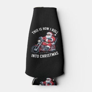 Santa Claus Motorcycle Motorbike Christmas Essenti Bottle Cooler