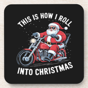 Santa Claus Motorcycle Motorbike Christmas Essenti Coaster