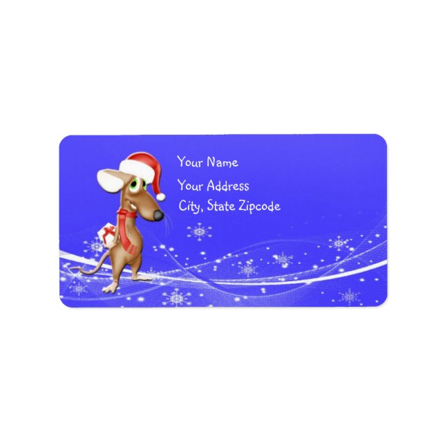 Santa Claus Mouse Christmas Label (Front)