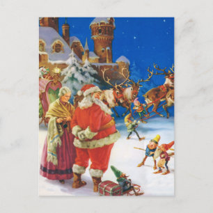 SANTA CLAUS & MRS. CLAUS AT THE NORTH POLE HOLIDAY POSTCARD