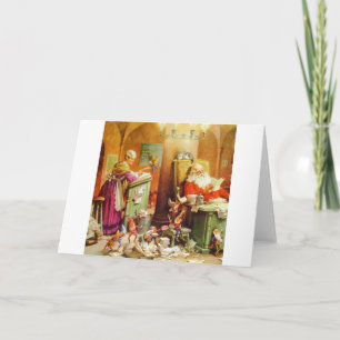 Santa Claus & Mrs Claus in the North Pole Mailroom Holiday Card