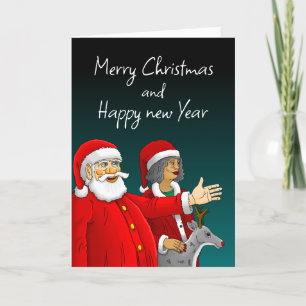 Santa Claus, Mrs Santa & Rudolph Christmas Card