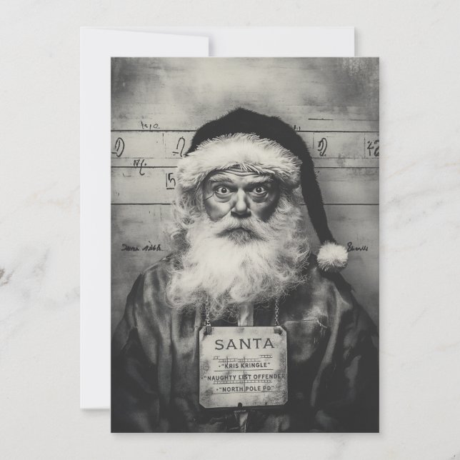 Santa Claus Mugshot: Naughty List Gone Wrong Invitation (Front)