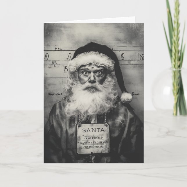 Santa Claus Mugshot: Naughty List Gone Wrong Invitation (Front)