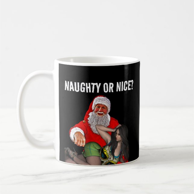 SANTA CLAUS NAUGHTY GIRL CHRISTMAS COFFEE MUGS (Left)