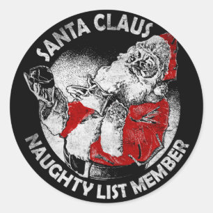 Santa Claus Naughty List Member Classic Round Sticker