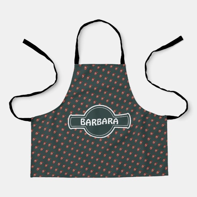 Santa Claus Navy Red Minimal Pattern Apron (Front)