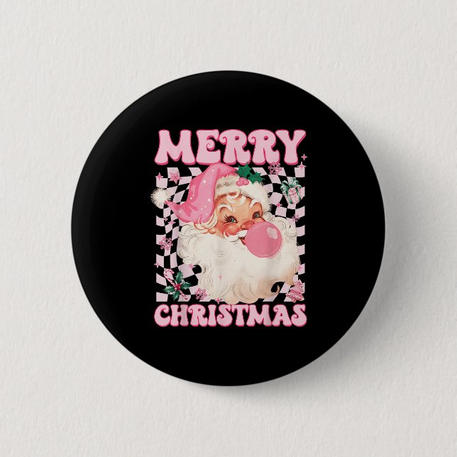 Santa Claus Nk Sungles Blowing Bubble Gum Christma 6 Cm Round Badge (Front)