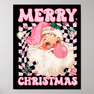 Santa Claus Nk Sungles Blowing Bubble Gum Christma Poster