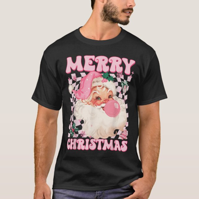 Santa Claus Nk Sungles Blowing Bubble Gum Christma T-Shirt (Front)