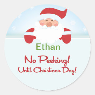 Santa Claus No Peeking Until Christmas Sticker