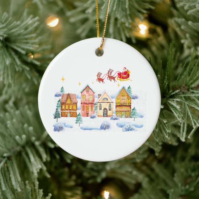 Santa Claus North Pole Christmas Village Ceramic Tree Decoration (Tree)