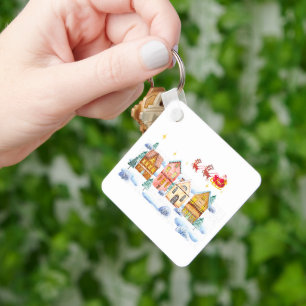 Santa Claus North Pole Christmas Village Key Ring