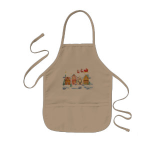 Santa Claus North Pole Christmas Village Kids Apron