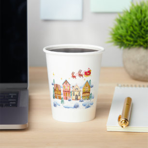 Santa Claus North Pole Christmas Village Paper Cups