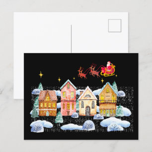 Santa Claus North Pole Christmas Village Postcard