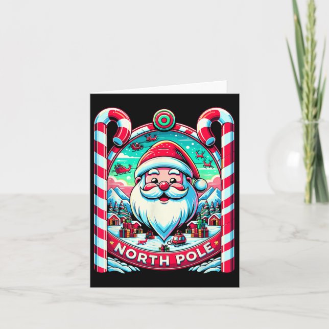 Santa Claus North Pole Merry Christmas Festive Xma Card (Front)
