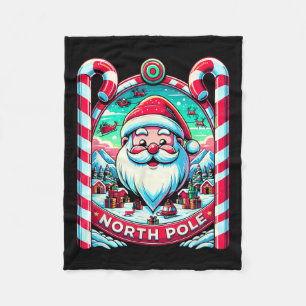 Santa Claus North Pole Merry Christmas Festive Xma Fleece Blanket