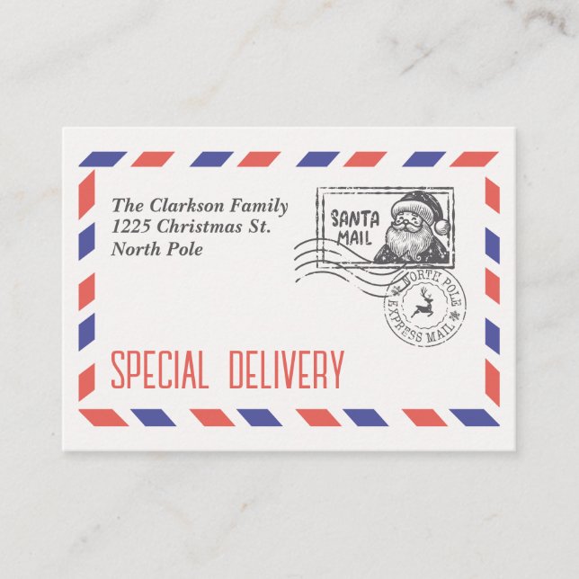 SANTA CLAUS NOTE POLE EXPRESS MAIL ENCLOSURE CARD (Front)