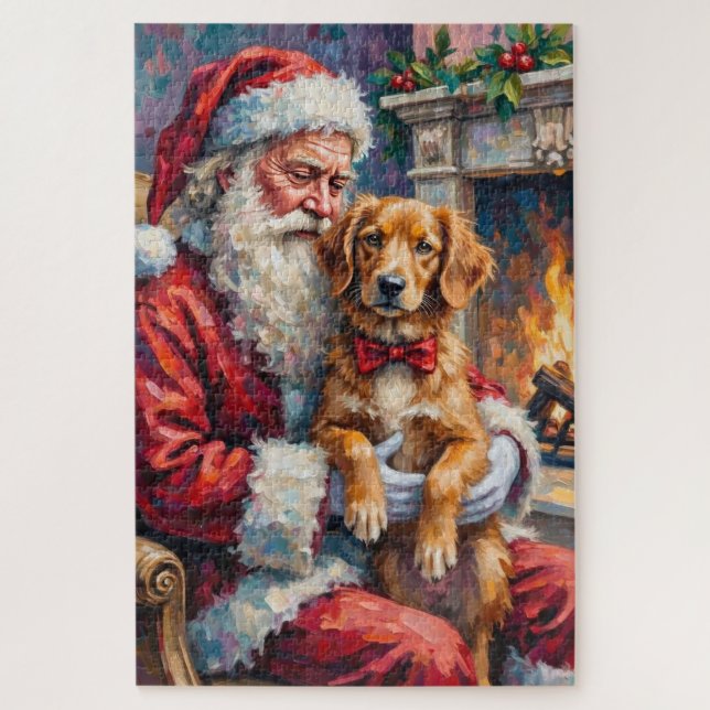 Santa Claus Nova Scotia Duck Tolling Retriever  Jigsaw Puzzle (Vertical)